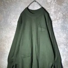 【ヴィンテージ】ポケット付きクルーネックニット グリーン 古着 AS120