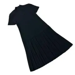 【美品】 ミスアシダ　半袖　ニットワンピース　プリーツ　ウール100%　日本製