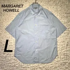 『大人気』　マーガレットハウエル　23ss 半袖シャツ　サックスブルー　【L】
