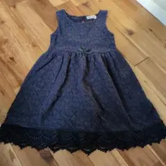 H&M ダークブルー ノースリーブワンピース 6-8Y