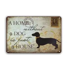 新品 ダックスフンド 犬 ブリキ看板 A HOME WITHOUT A DOG