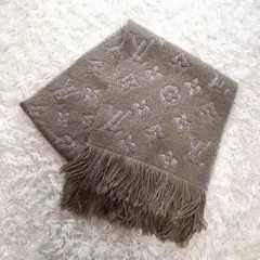 ルイヴィトン LV マフラー エシャルプ ロゴマニア ベージュ カシミア混 ラメ