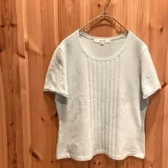 【エスピエ】【イトキン】ニット　半袖　綺麗め　オフィス　小さいサイズ　グリーン系