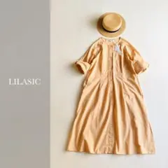LILASIC コットン リネン ワンピース パステルオレンジ