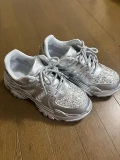 ORTRオリエンタルトラフィック スパンコール厚底スニーカーシルバー25.5cm