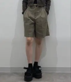 GU タックハーフパンツ　ブラウン　Lサイズ