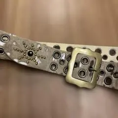 レザー ベージュ ベルト スタッズ　未使用　00's