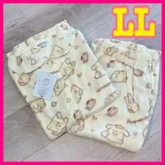 LL⭐️ポムポムプリン⭐️ふわふわ 薄手 フリース ルームウェア パジャマ　イエロー