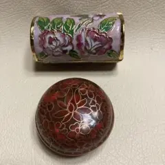 宝焼の小物入れ2点 香合　陰合　3.8×7.1×3.5cm 5.3×3.2cm