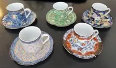 希少 美品 有田焼 金彩カップ&ソーサー 5客セット 上質な色絵