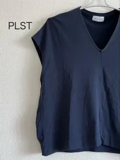 PLST ネイビー Vネック ノースリーブ　カットソー　M
