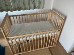 FORSUNNY ベビーベッド 木製 マットレス付き