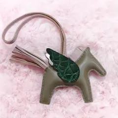 手作り レザー ロデオ ペガサス バッグチャーム 本革羽両面