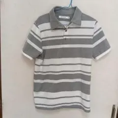 BEAUMERE メンズストライプ 柄半袖ポロシャツ
