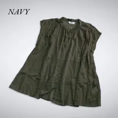 Z9-008 NAVY ギャザーノースリーブブラウス F カーキ 薄手