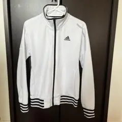 adidas ホワイト　ジャージ　上のみ　ストライプリブ