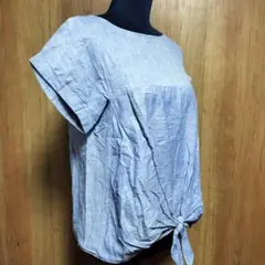 【elvence-deux】エルベンスドゥ　レディース 　麻混カットソー　青