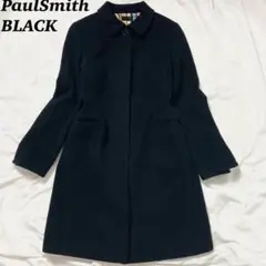PaulSmithBLACK ロングコート カシミヤ混 マルチストライプ 40
