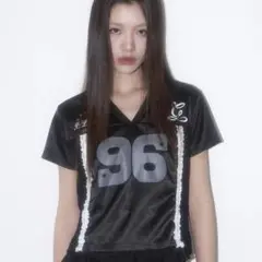 ILLIGO Lace V-Neck Jersey T-Shirt Black