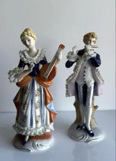 レースドール　貴婦人と紳士 ペア　陶器製　瀬戸ノベルティ