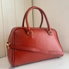 【美品】AULENTTI　オウレンティ　2way　ボストンバッグ　本革　レンガ色