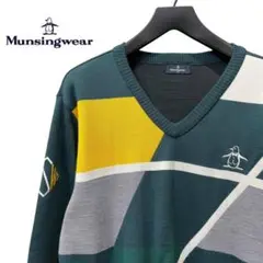 人気 Munsingwear Vネック ニット セーター LL メンズ グリーン