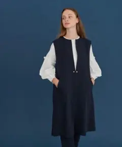 【SONO NAVY】バックフリルロングジレ