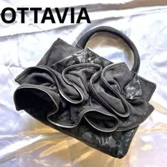 新品タグ付✨ OTTAVIA ハンドバッグ フォーマル　スエード　バラ　黒