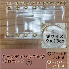 キャンディバッグの袋 9×13cm ハトメ付き ゴールド シルバー 各5枚