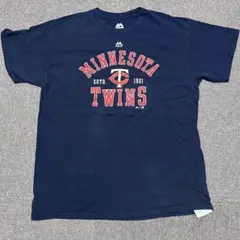 MLB ミネソタ・ツインズ Tシャツ L ネイビー majestic
