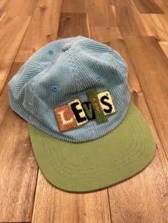 (美品) Levi's スケート、コーデュロイキャップ 水色/緑