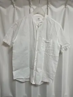 ユニクロ　UNIQLO 半袖シャツ S ホワイト　スタンドカラー