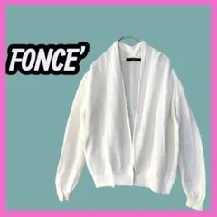 美品　[FONCE] 長袖　ドレープ　メッシュ　カーディガン　ホワイト　コットン