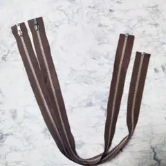 ①YKKオープン金属ファスナー　60c2本セット ブラウン