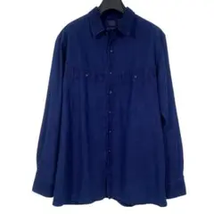 良品 BLUE BLUE ブルーブルー インディゴ リネン混 シャツ 4(XL)