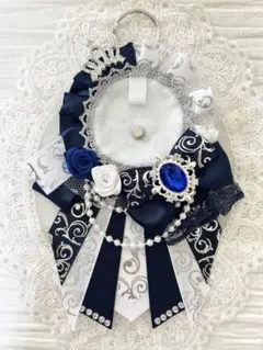 ୨୧1522 ハンドメイド 痛ロゼット♡ネイビー×ホワイト(シルバーベース)