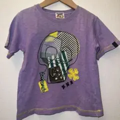 ブーホームズスカルデザインアップリケ＆刺繍Tシャツ120