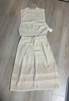 BEAMS ニットセットアップ 白FREE