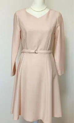 【美品】ナチュラルビューティーベーシック ベルト付き 綺麗めワンピース