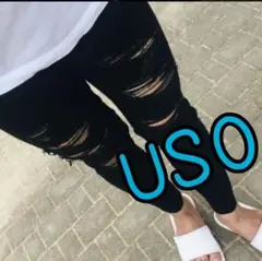 ⭐⭐アメリカンイーグル　ジェギング　USサイズ ０　黒ダメージ⭐