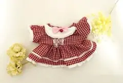 20cm 無属性　ぬいぐるみ　服　ハンドメイド　手づくり　ギンガムワンピース