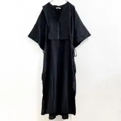 匿名⭐️コンティニュエドナイスクラップ シャツワンピース 五分袖 七分袖 黒
