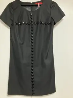 お値下げ　ブラック ビジュー付き ミニワンピース M