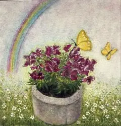 しあわせ♡‥可愛い絵　原画　アクリル画　S0号　額装