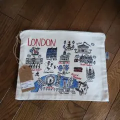 【8/24まで】タグ付き 新品 イギリス ロンドン 大判 ポーチ