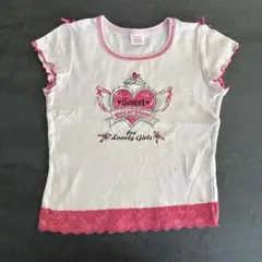 メゾピアノ　ハートと翼プリントTシャツ 130cm