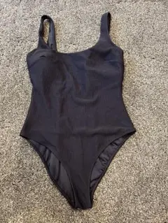 リブ編み 黒 ワンピース水着
