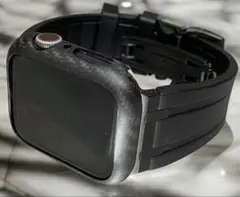 Apple Watch カスタムセット（カーボンカバー + ラバーバンド黒