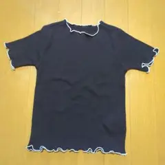 新品☆コムサイズム　紺色　配色メローフリル　半袖Tシャツ110㎝