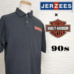 90s JERZEES × HARLEY-DAVIDSON ポロシャツ L 黒